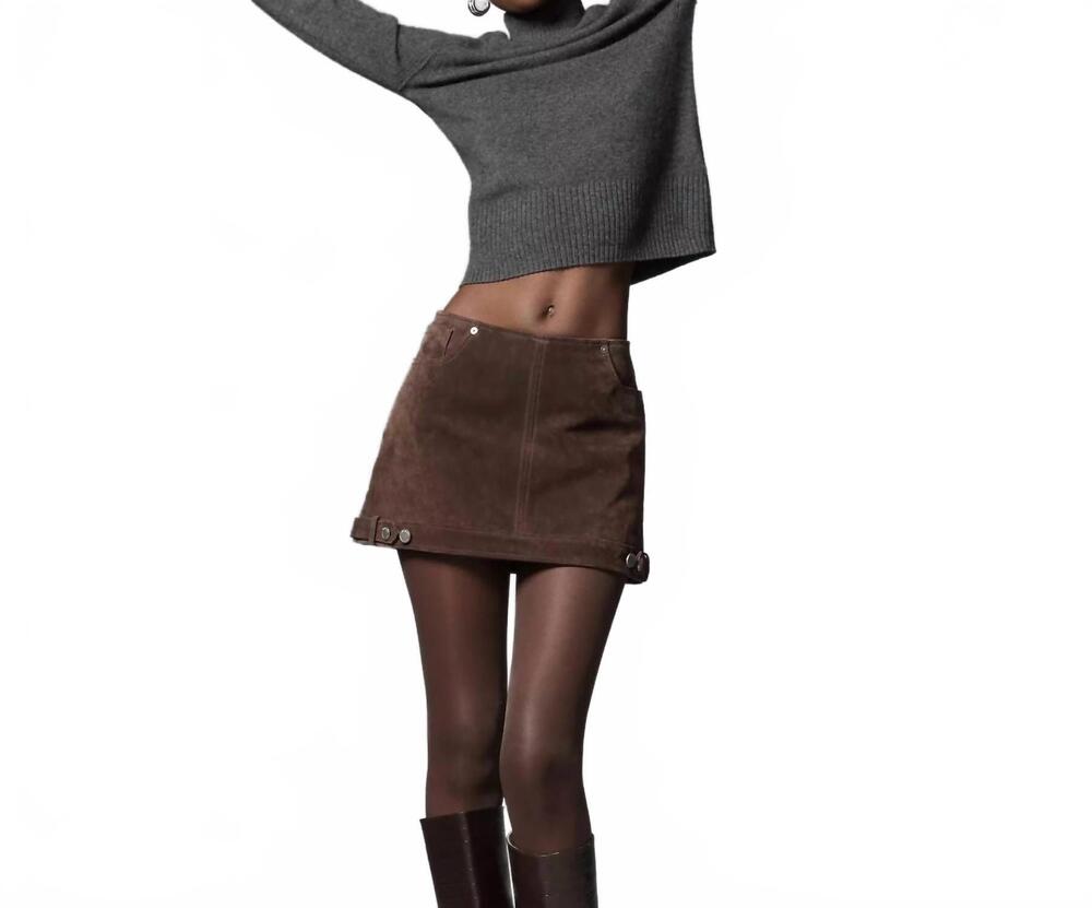 NEW BLANKNYC women's down to earth leather mini skirt in brown